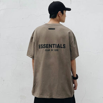 Cotton round-neck short-sleeved shirt