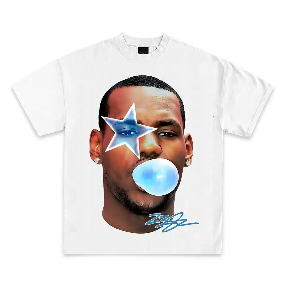 Cotton Short Sleeve T-Shirt with Retro Graphics