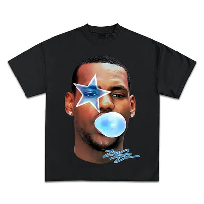 Cotton Short Sleeve T-Shirt with Retro Graphics