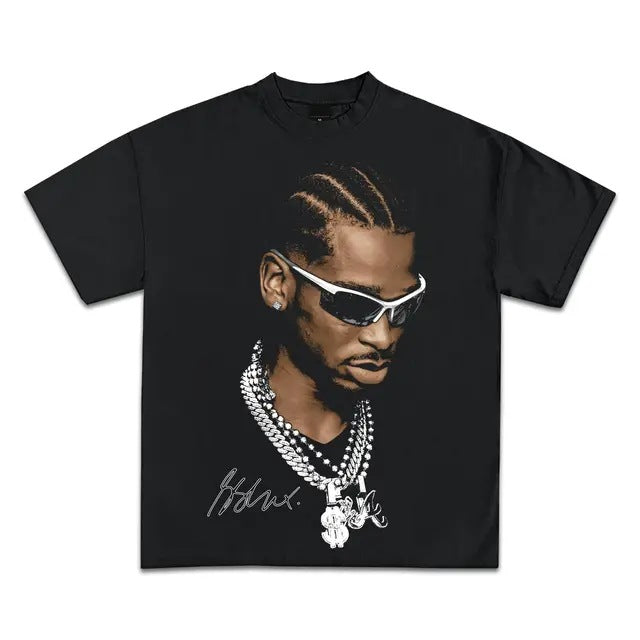 Cotton Short Sleeve T-Shirt with Retro Graphics