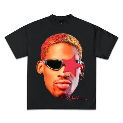 Cotton Short Sleeve T-Shirt with Retro Graphics