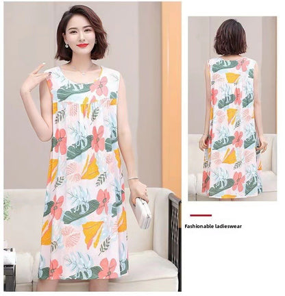 Cotton Silk Sleeveless Nightgown