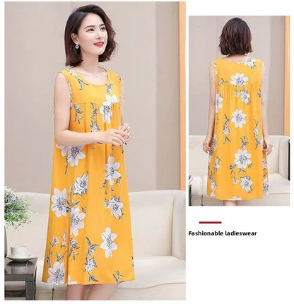 Cotton Silk Sleeveless Nightgown