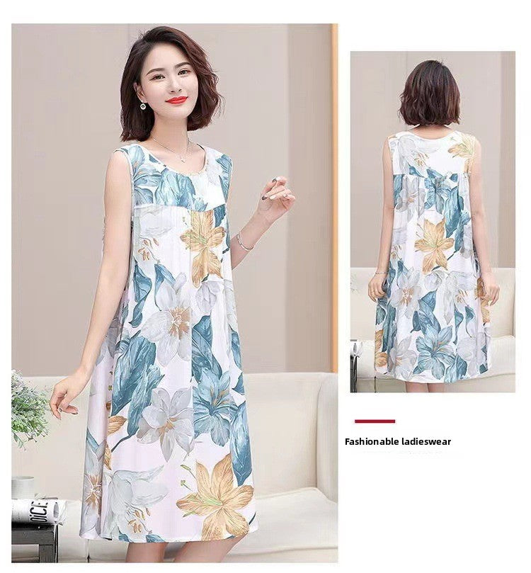 Cotton Silk Sleeveless Nightgown