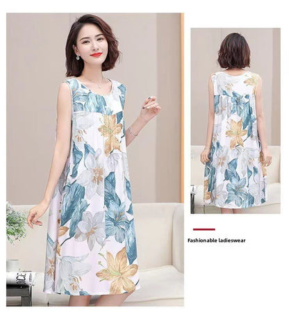Cotton Silk Sleeveless Nightgown