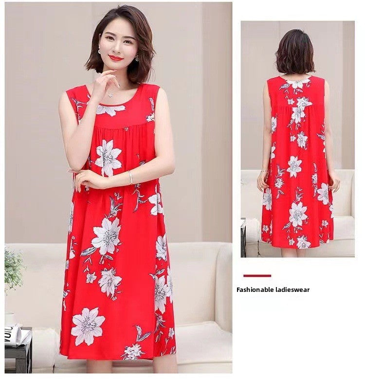 Cotton Silk Sleeveless Nightgown