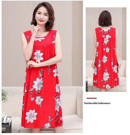 Cotton Silk Sleeveless Nightgown