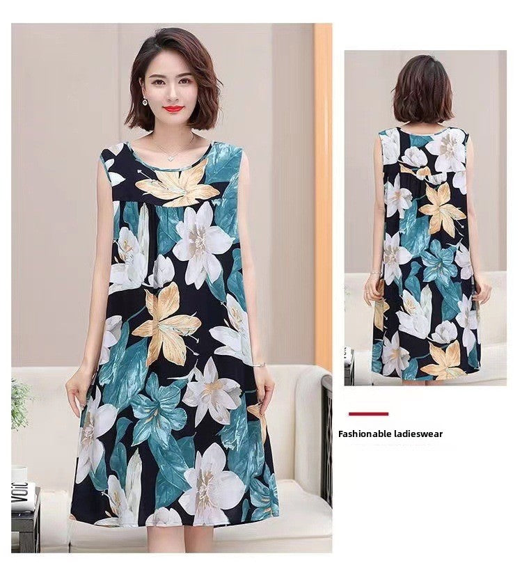 Cotton Silk Sleeveless Nightgown