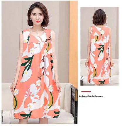Cotton Silk Sleeveless Nightgown