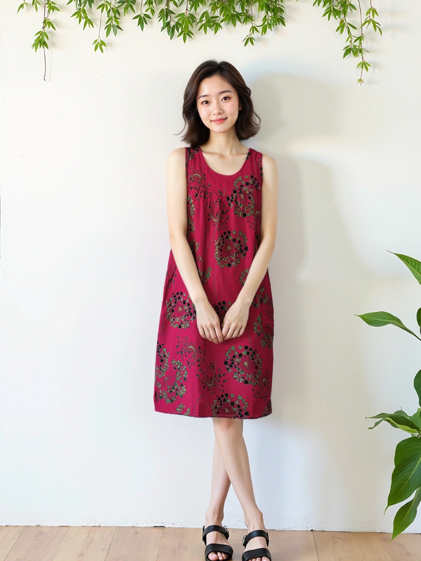 Cotton Silk Sleeveless Nightgown