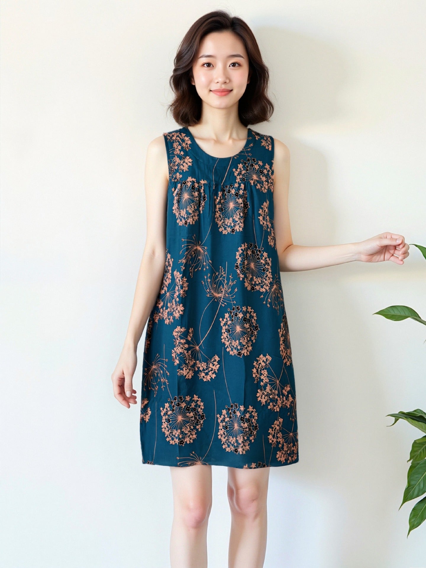 Cotton Silk Sleeveless Nightgown