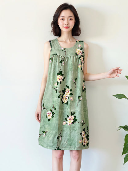 Cotton Silk Sleeveless Nightgown
