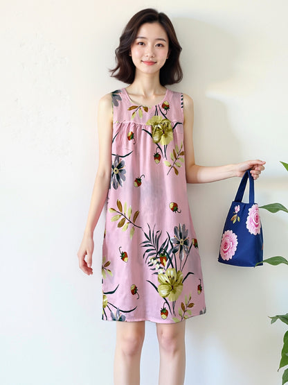 Cotton Silk Sleeveless Nightgown