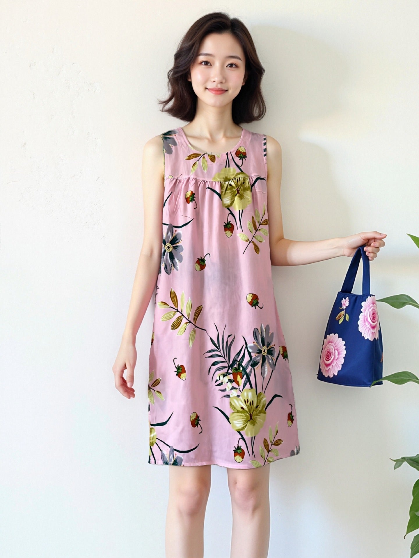 Cotton Silk Sleeveless Nightgown