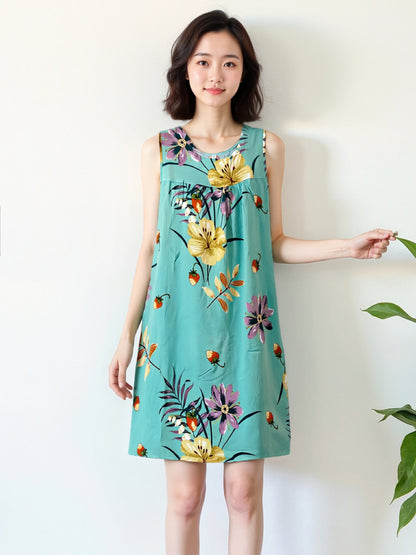 Cotton Silk Sleeveless Nightgown