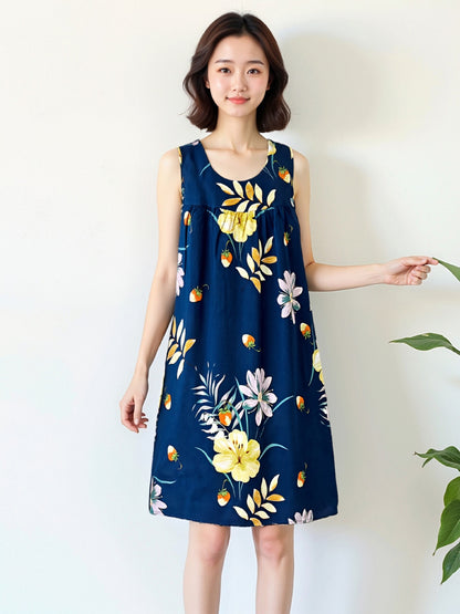 Cotton Silk Sleeveless Nightgown