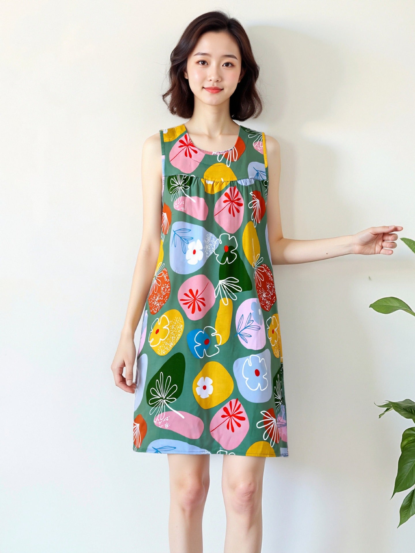 Cotton Silk Sleeveless Nightgown
