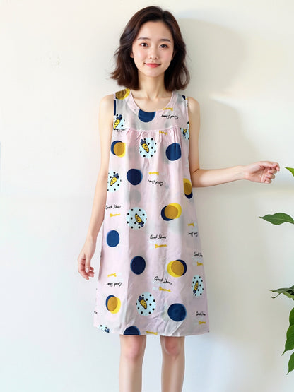 Cotton Silk Sleeveless Nightgown