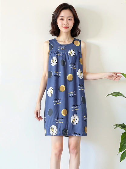 Cotton Silk Sleeveless Nightgown