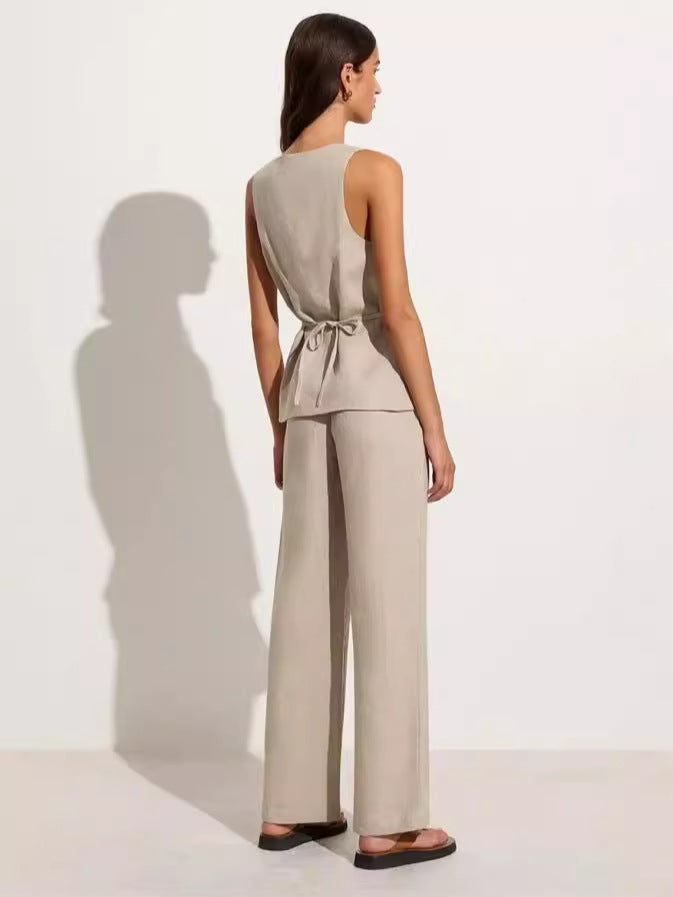 Cotton Sleeveless Vest and Pants Set