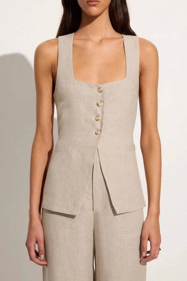 Cotton Sleeveless Vest and Pants Set
