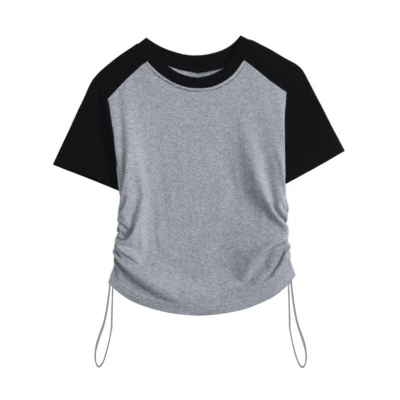Cotton Spandex Drawstring Casual T-Shirt