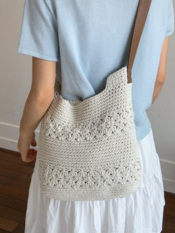 Cotton Thread Hollow Woven Tote Bag