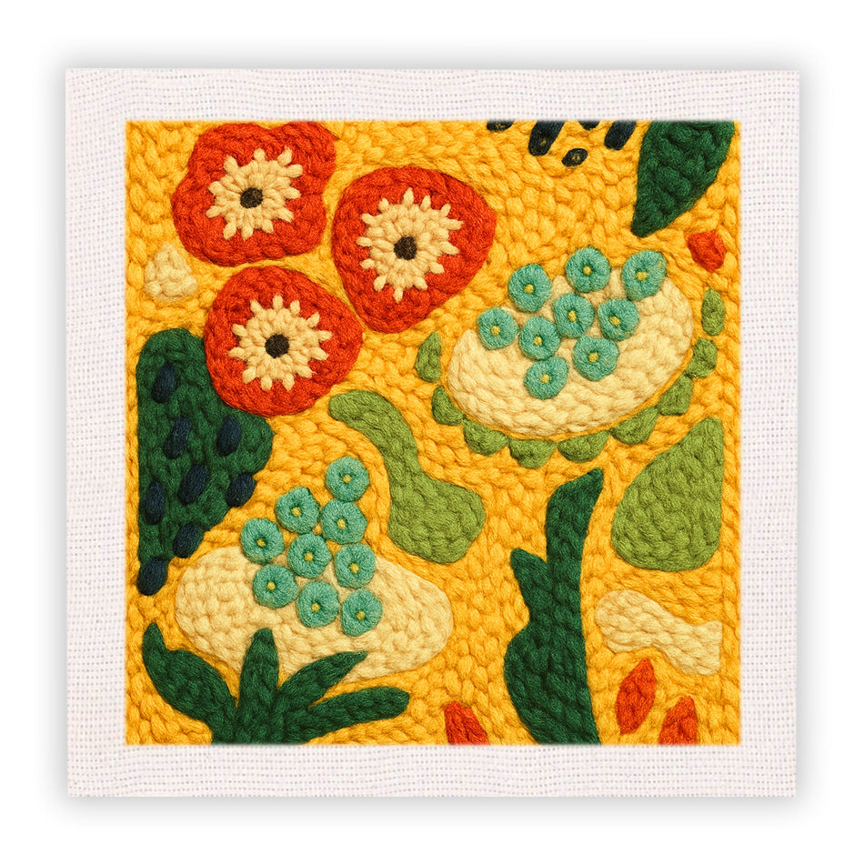 Cotton thread needle punch embroidery