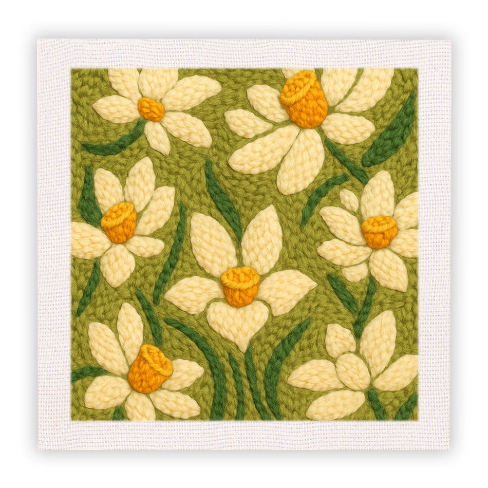 Cotton thread needle punch embroidery