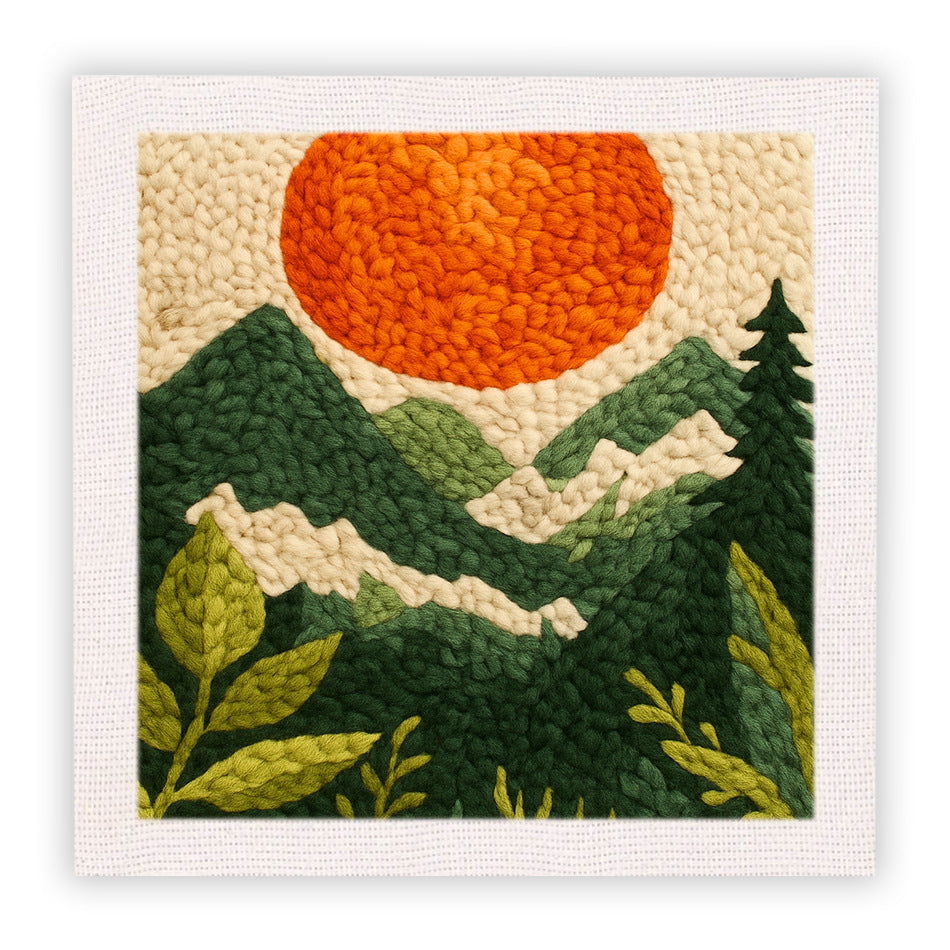 Cotton thread needle punch embroidery