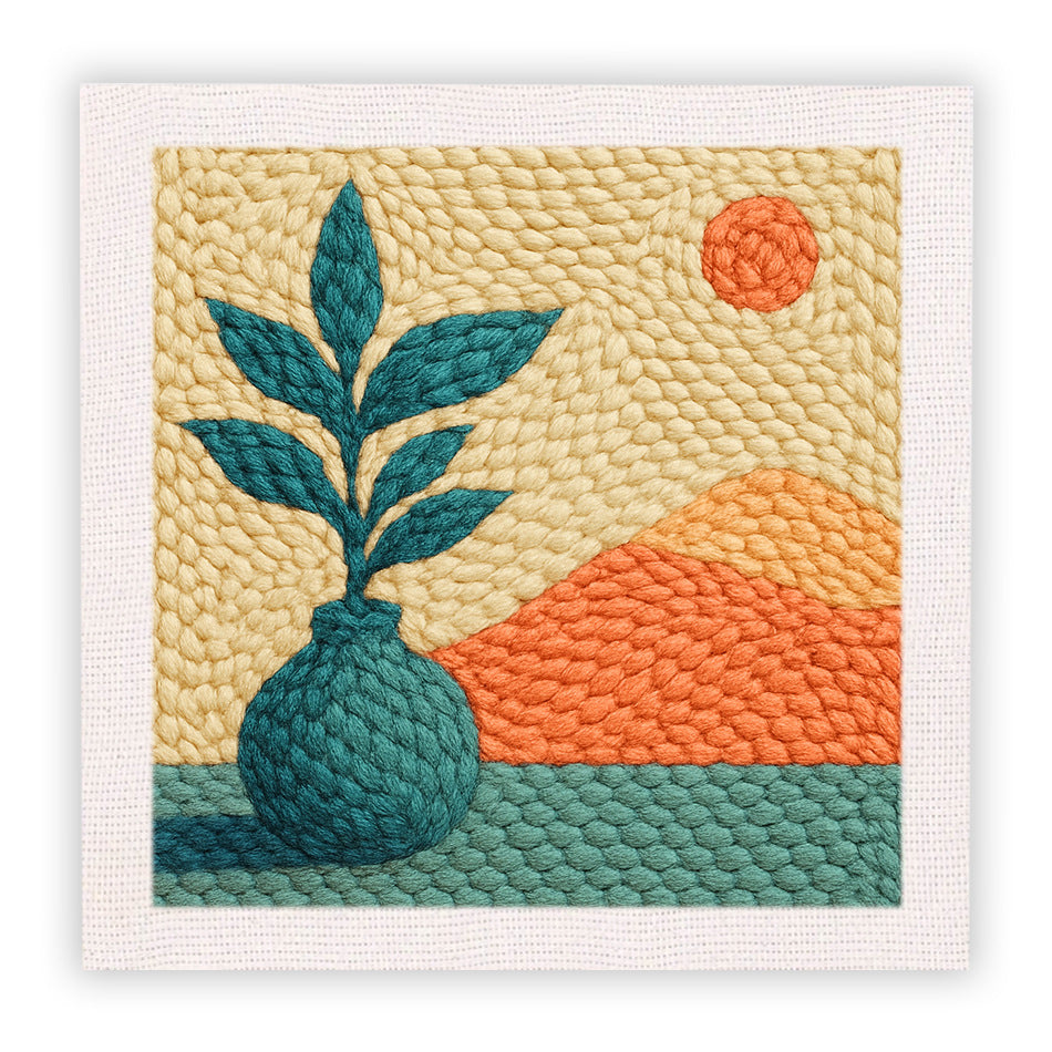 Cotton thread needle punch embroidery