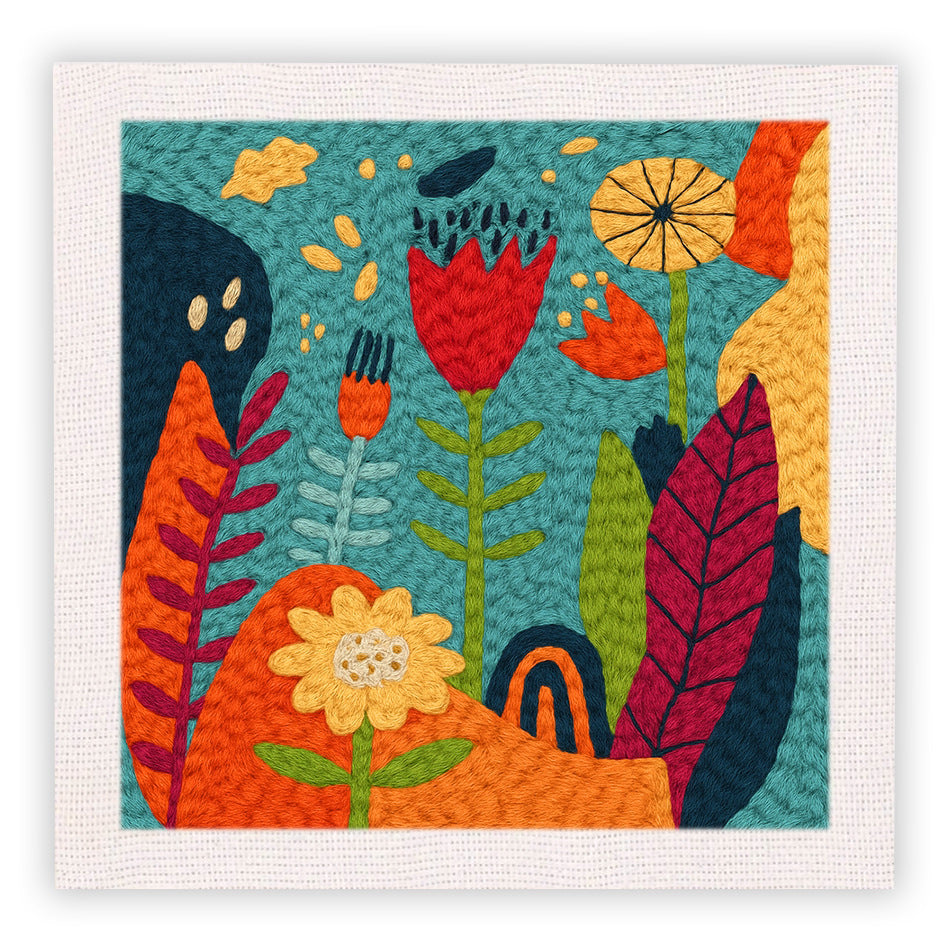 Cotton thread needle punch embroidery