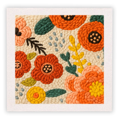 Cotton thread needle punch embroidery