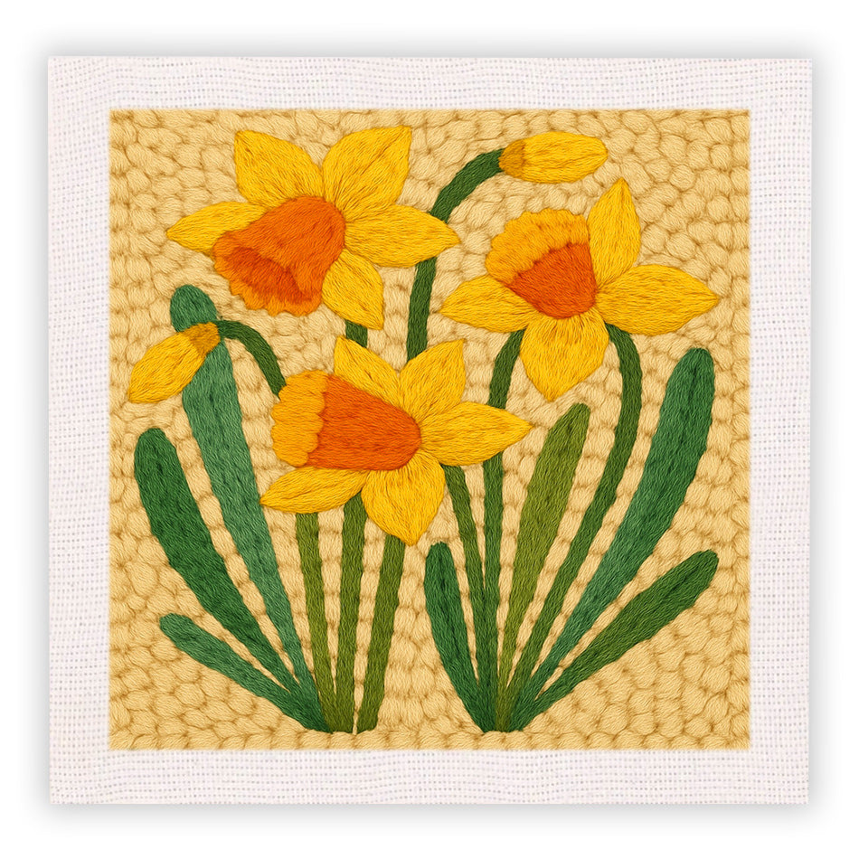 Cotton thread needle punch embroidery