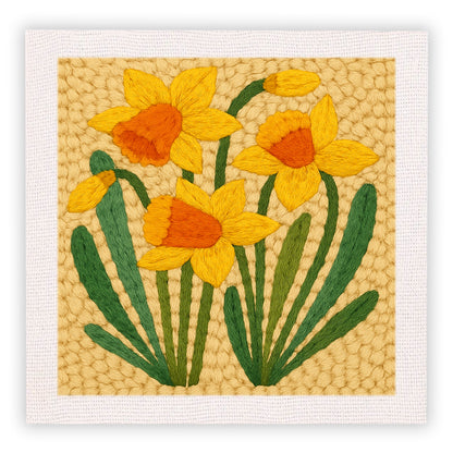Cotton thread needle punch embroidery