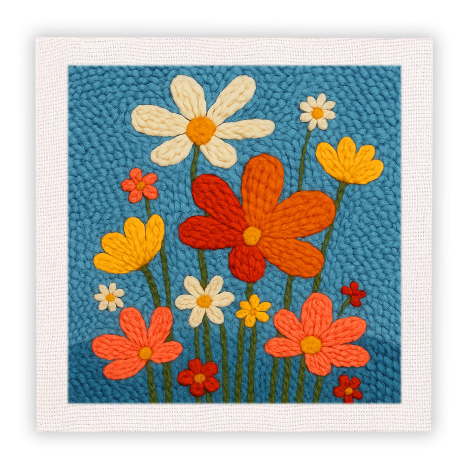 Cotton thread needle punch embroidery