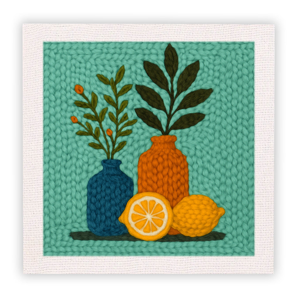 Cotton thread needle punch embroidery