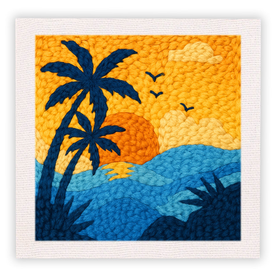 Cotton thread needle punch embroidery