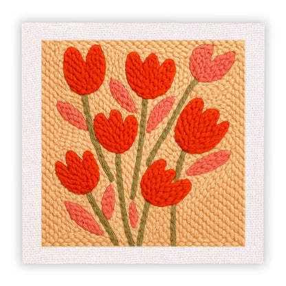 Cotton thread needle punch embroidery