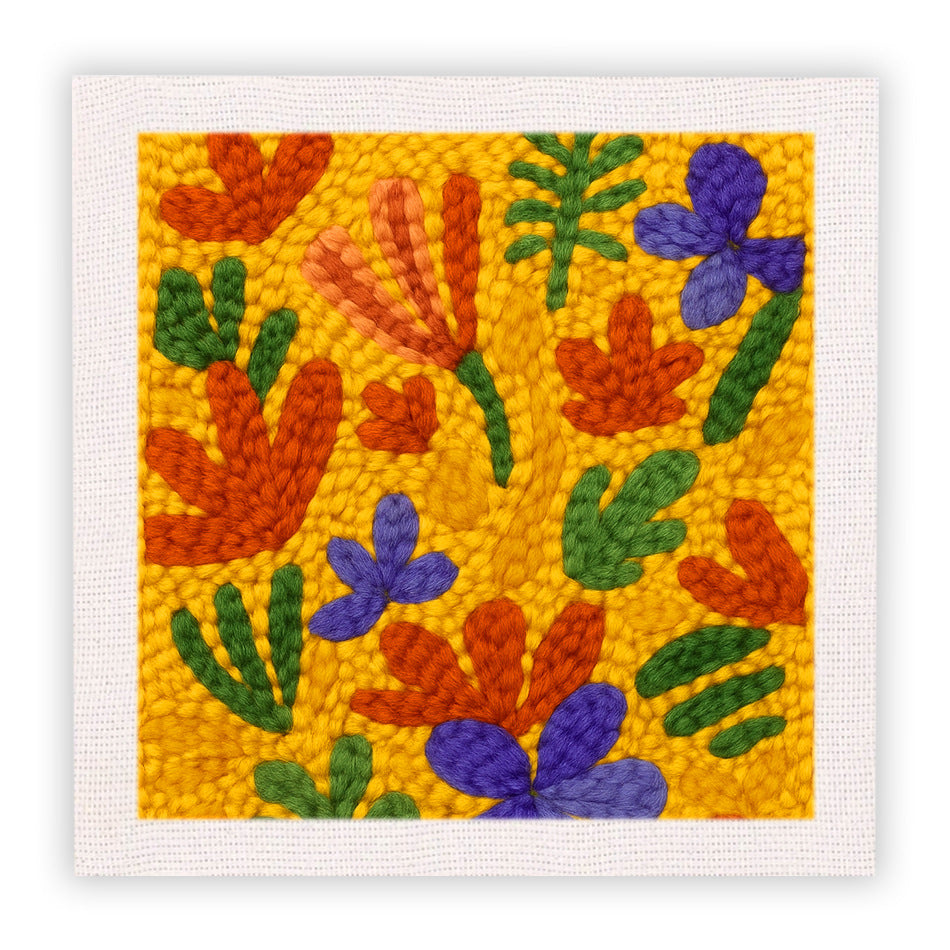 Cotton thread needle punch embroidery
