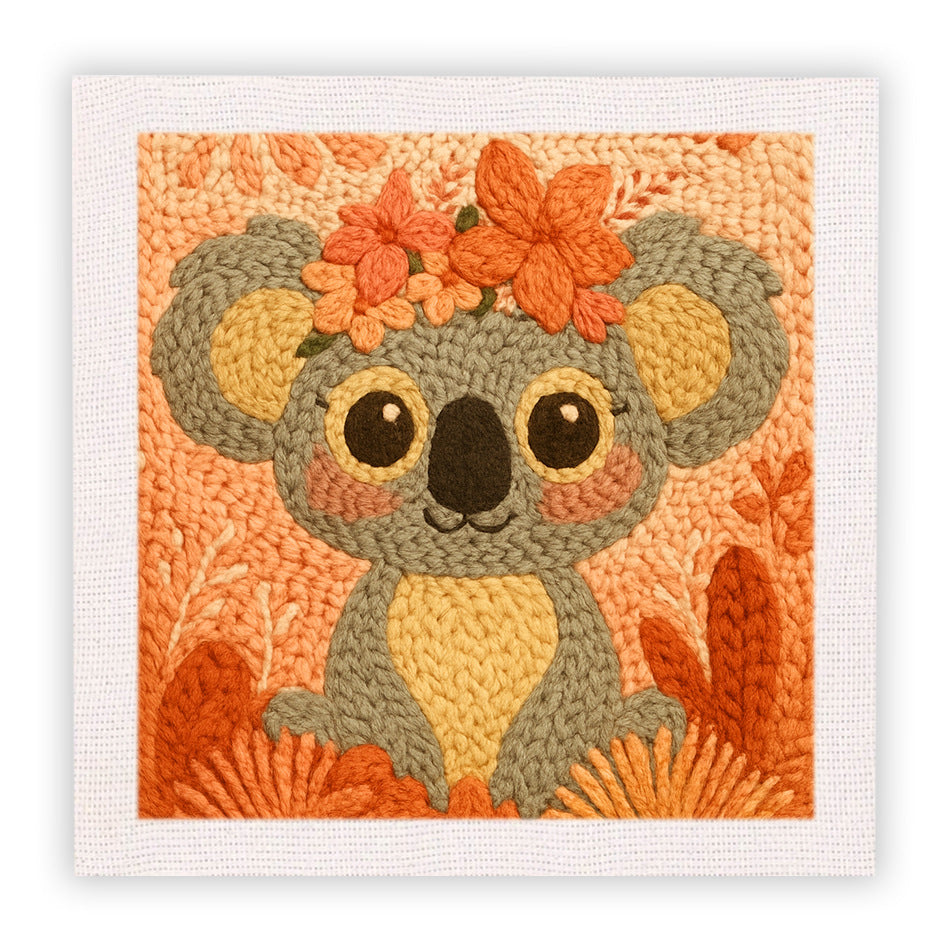 Cotton thread needle punch embroidery