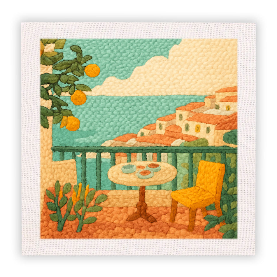 Cotton thread needle punch embroidery