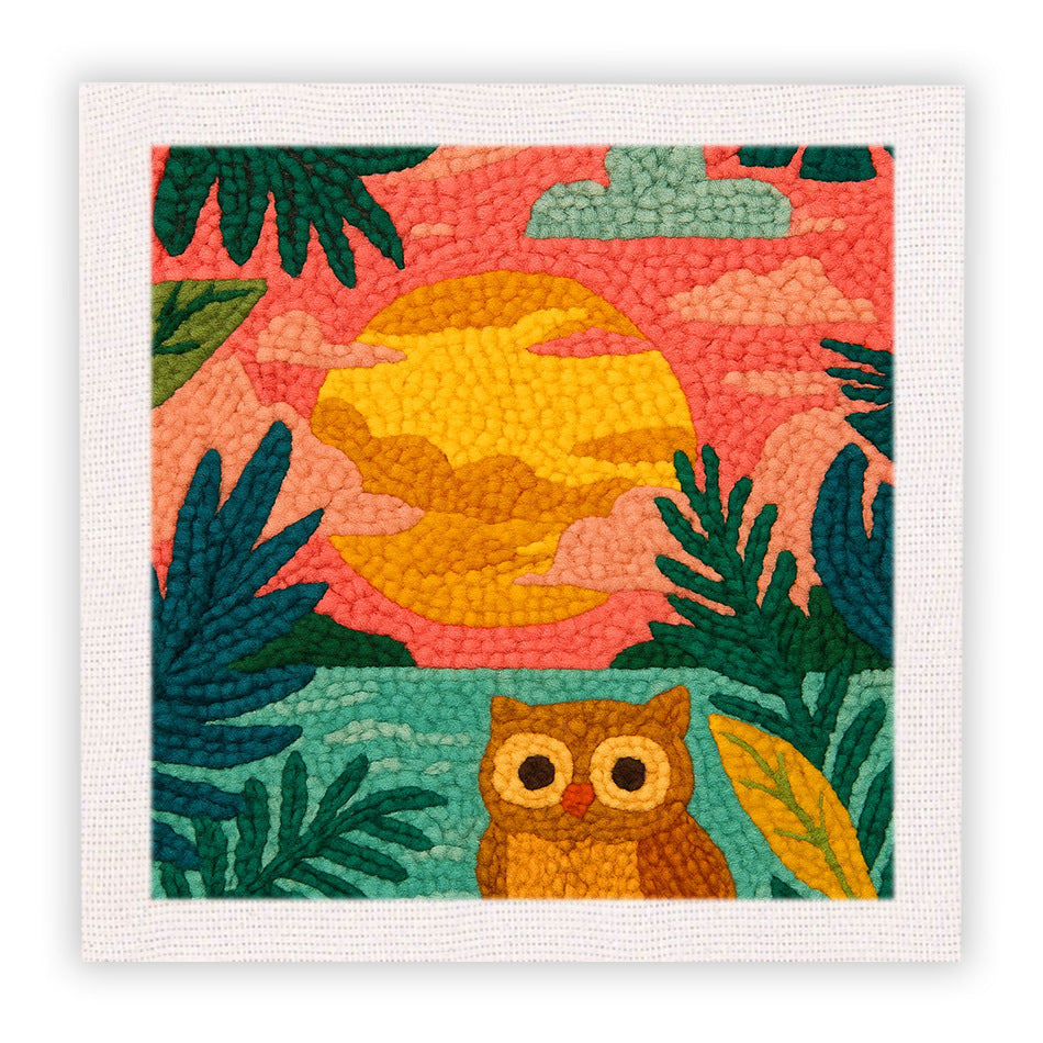 Cotton thread needle punch embroidery