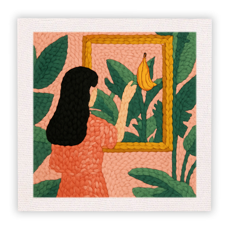 Cotton thread needle punch embroidery