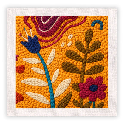 Cotton thread needle punch embroidery