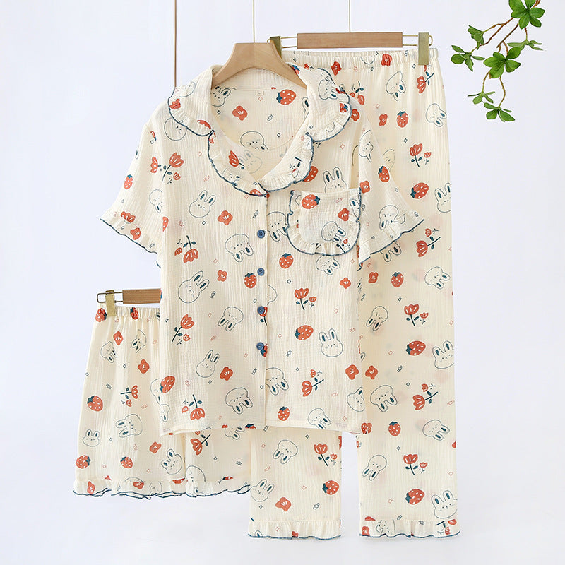 Cotton Three-Piece Pajama Set
