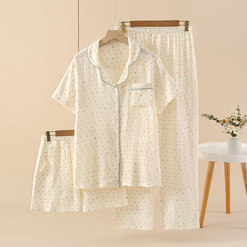 Cotton Three-Piece Pajama Set