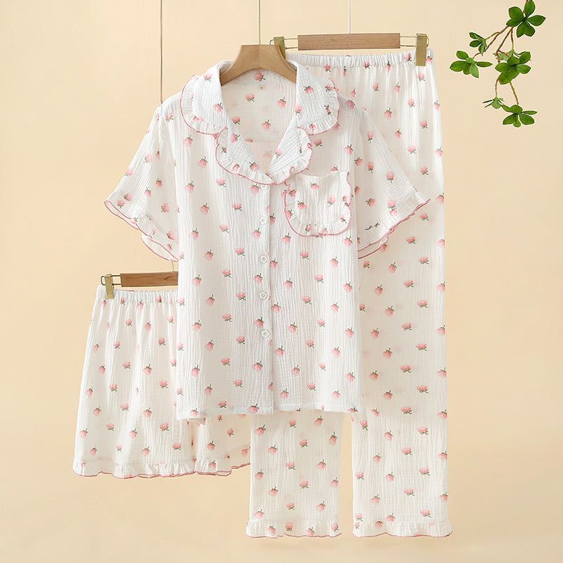 Cotton Three-Piece Pajama Set