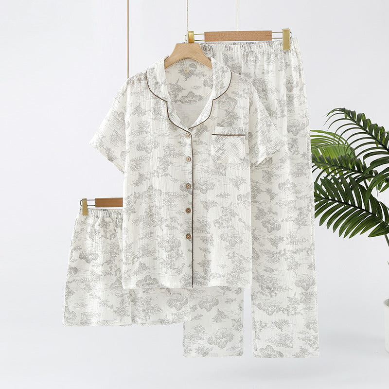 Cotton Three-Piece Pajama Set