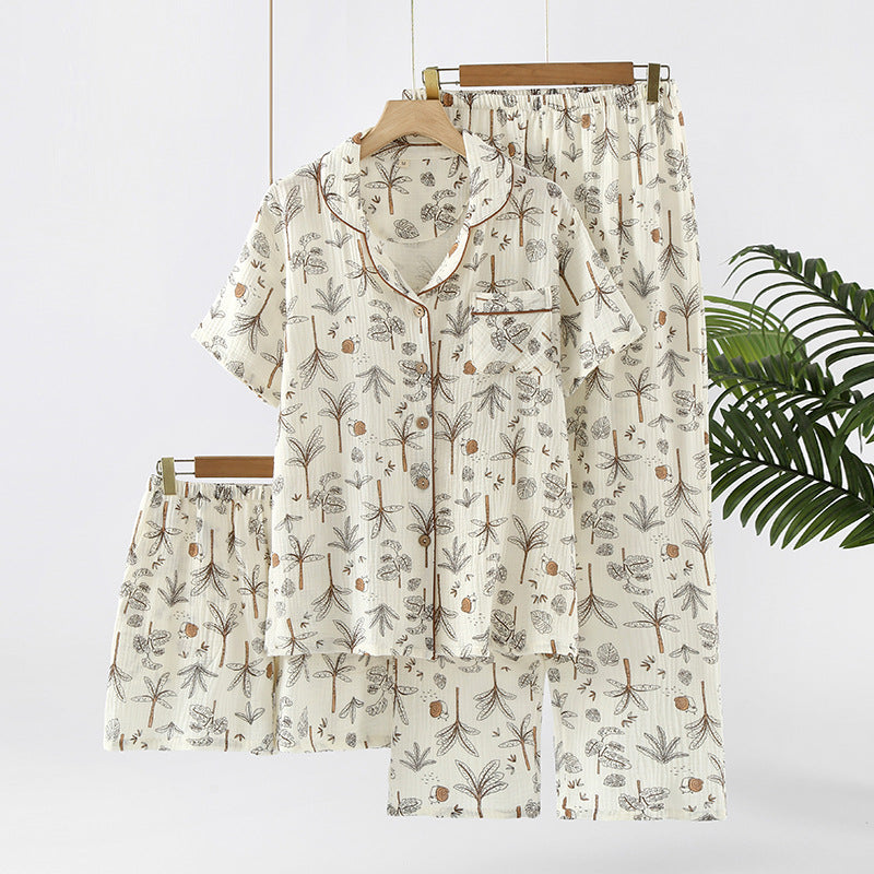 Cotton Three-Piece Pajama Set